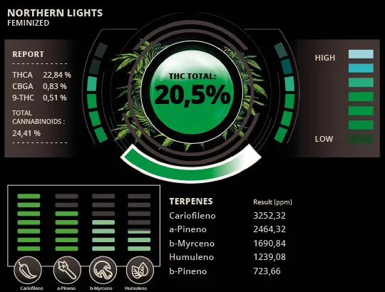 Pré-visualização do laudo — Northern Lights Sementes Feminizadas